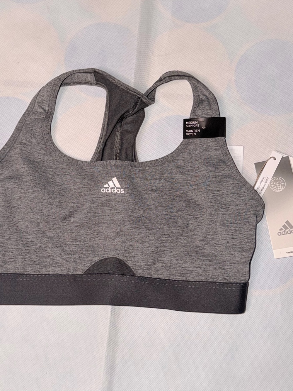 adidas Gray Racerback Medium Support Sports Bra